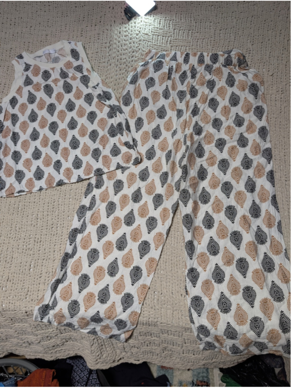 Women's Unbranded Jumpsuit Size S White Black Paisley Print matching set